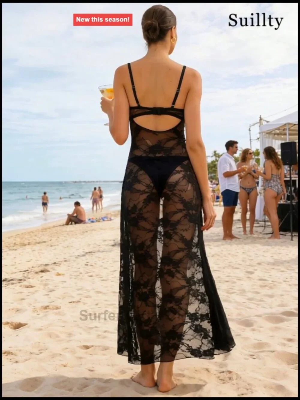 Leopard Spaghetti Strap Mesh Lace Long Tank Top Backless Maxi Cami